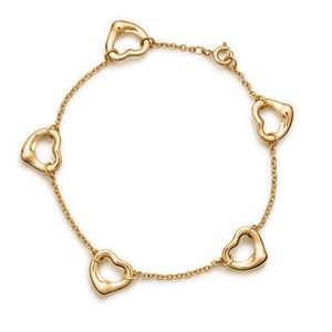 TIFFANY & CO 18K YELLOW GOLD. ELSA PERETTI OPEN HEART BRACELET- with box and bag